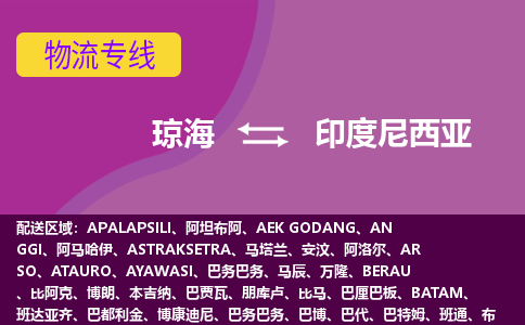 瓊海到印度尼西亞物流專線全境/直達(dá)，瓊海到印度尼西亞空運(yùn)（海運(yùn)）公司